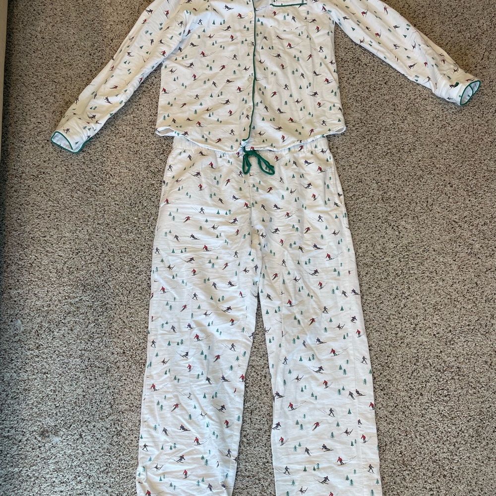 Petite Plume flannel ski-print pajamas